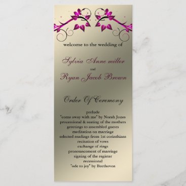 butterfly floral ivory pink Wedding program