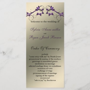 butterfly floral ivory purple Wedding program