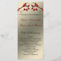butterfly floral ivory red   Wedding program