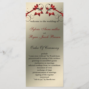 butterfly floral ivory red Wedding program