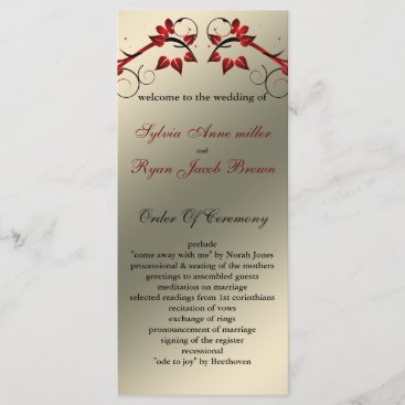 butterfly floral ivory red   Wedding program