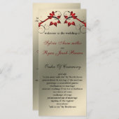 butterfly floral ivory red   Wedding program (Front/Back)