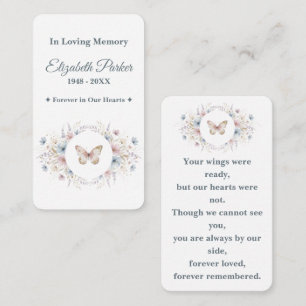 Butterfly Floral Memorial Prayer Card Template