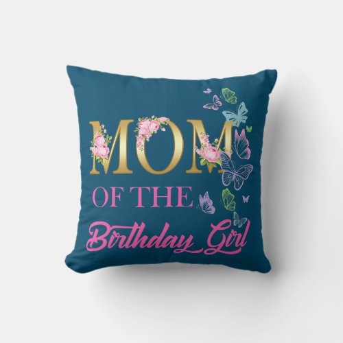 Butterfly Floral Mom One 1st First Birthday Throw Pillow