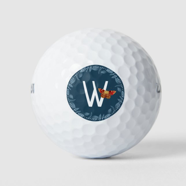 Butterfly Floral Monogram Golf Balls (Front)
