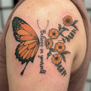 Butterfly Floral Motivational Believe in Yourself Temporary Tattoos