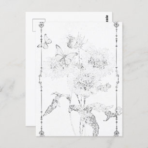 BUTTERFLY FLORAL    Paintable Postcards© Postcard