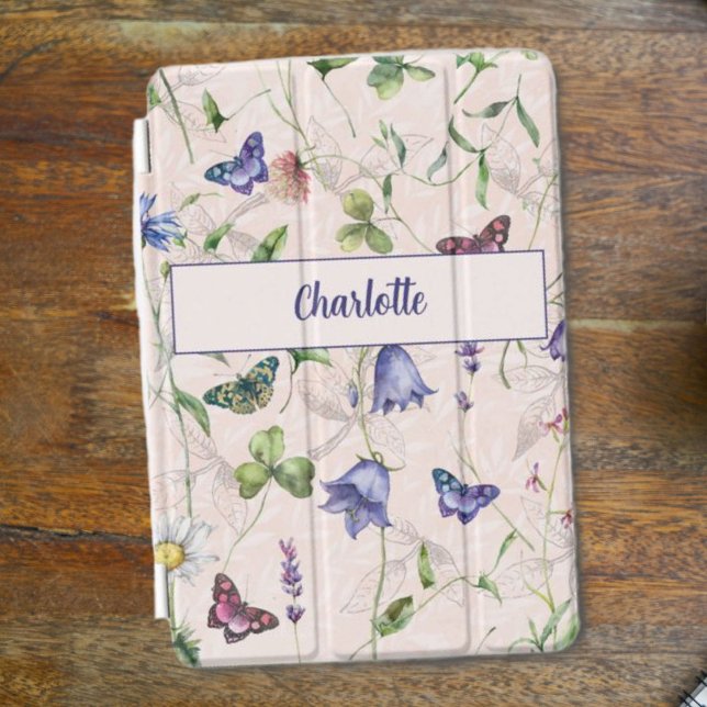 Butterfly Floral Pattern Pink Personalized iPad Mini Cover (Creator Uploaded)
