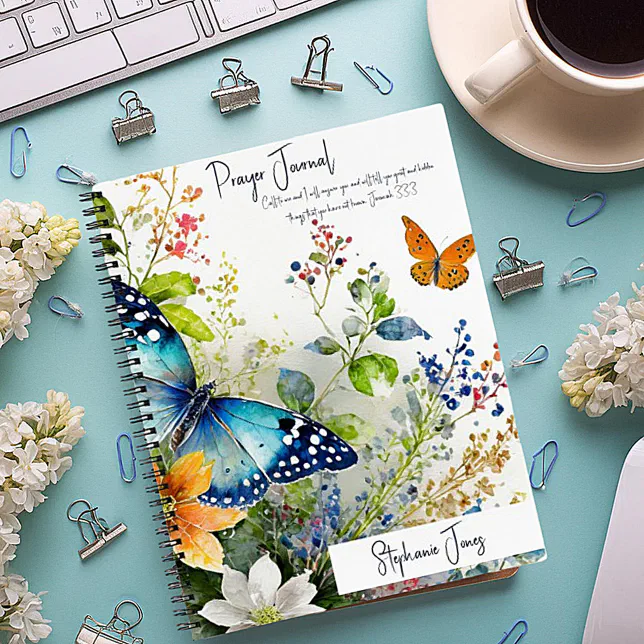 Butterfly floral personalized prayer journal Zazzle