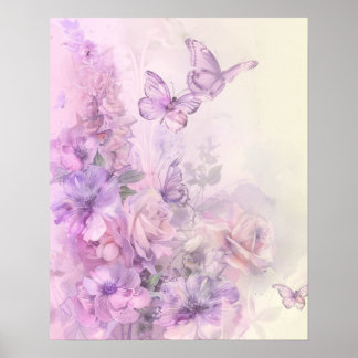 Butterfly Floral  Poster