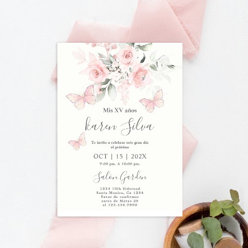 Butterfly Floral Quinceaera Invitation