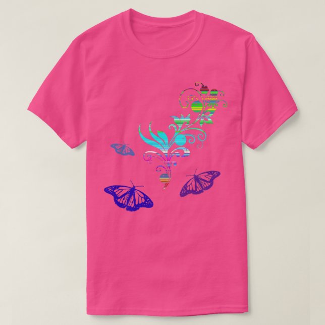 Butterfly Floral Rainbow T-Shirt (Design Front)
