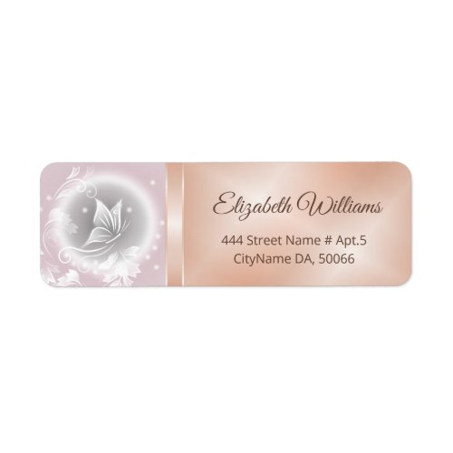  Butterfly Floral Rose Gold Blush Gray  Label