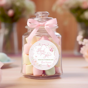 Butterfly Floral Thank You Fluttering By  Classic Round Sticker