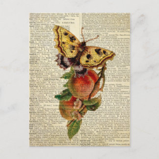 butterfly floral vintage dictionary postcard