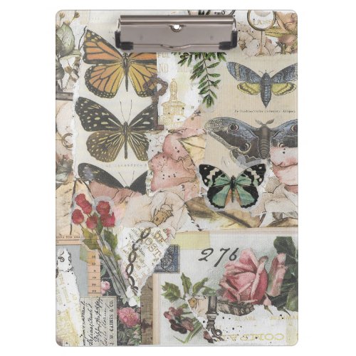 Butterfly Floral Vintage Ephemera Decoupage Clipboard