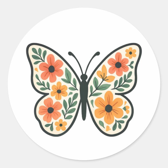 Butterfly Floral Vintage Stickers (Front)
