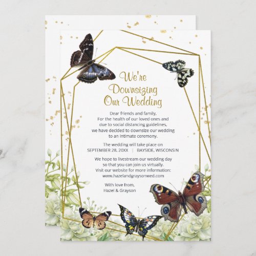 Butterfly Floral Were Downsizing Our Wedding Holiday Card