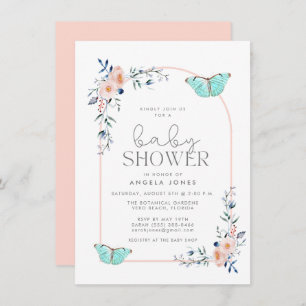 Butterfly Floral Whimsical Girl Baby Shower Invitation