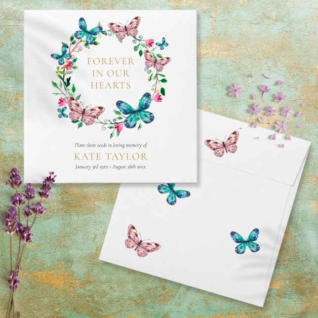Butterfly Floral Wreath Funeral Seed Packet Envelope (Creator Uploaded)