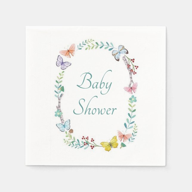 Butterfly floral wreath  napkins (Front)