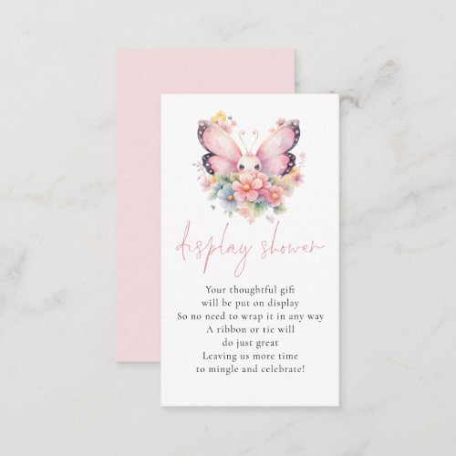 Butterfly Florals Script Display Baby Shower  Enclosure Card