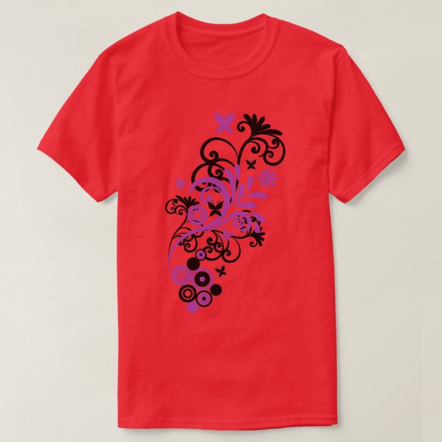 Butterfly Flourish PURPLE T-Shirt (Design Front)