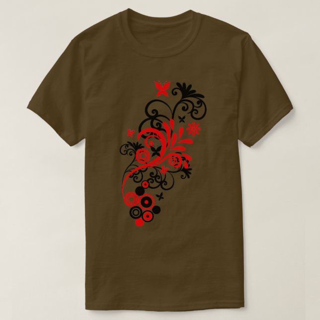 Butterfly Flourish RED T-Shirt (Design Front)