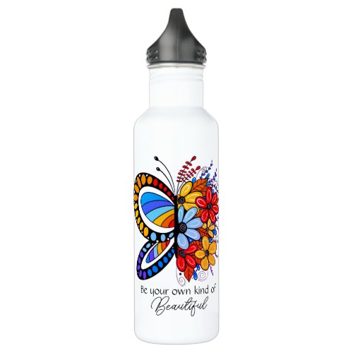 Butterfly Flower 24 oz Water Bottle