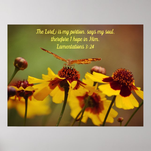 Butterfly Flower Bible Scripture Poster (Front)