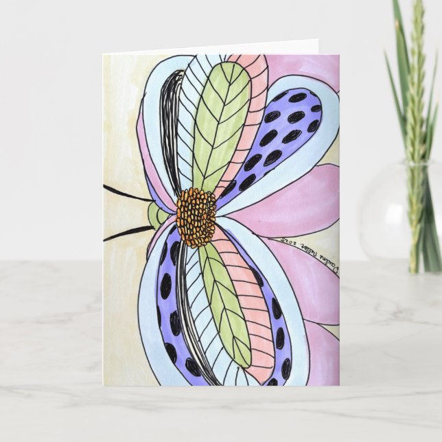 Butterfly Flower Blank Card (Front)