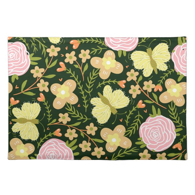 Butterfly Flower Cloth Placemat (Front)