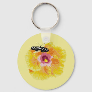 Butterfly Flower Cross Stitch Keychain