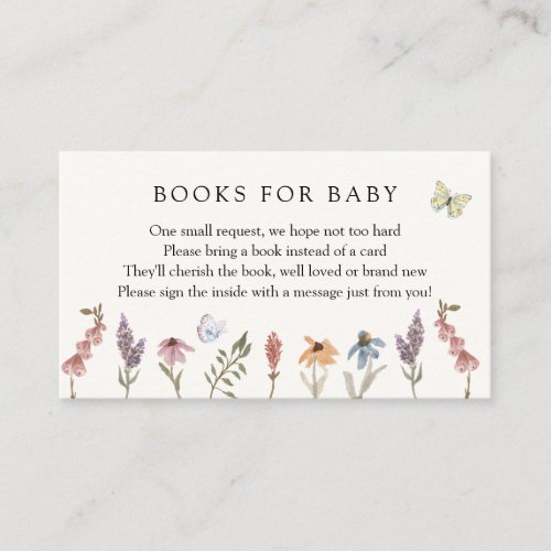 Butterfly Flower Garden Books for Baby Request Enclosure Card