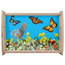 Butterfly Flower Garden With Tulips and Daisies