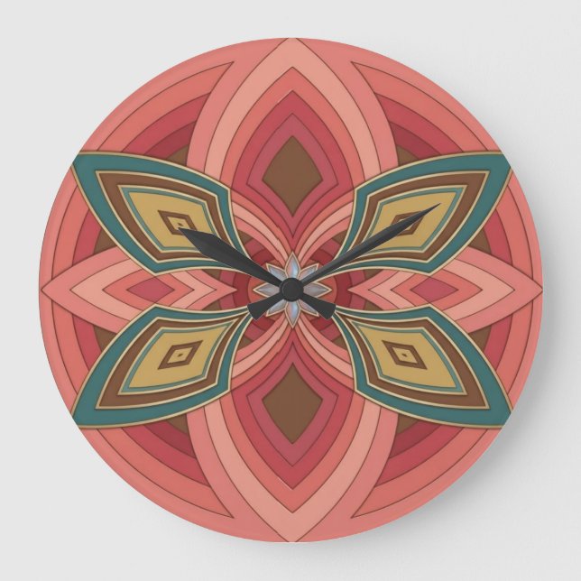 Butterfly Flower Mandala  Large Clock (Front)