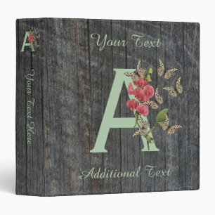 Butterfly Flower Monogram Initial A Personalized 3 Ring Binder