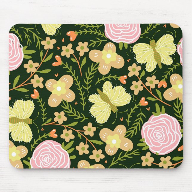 Butterfly Flower Mouse Pad (Front)