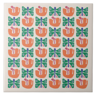 Butterfly Flower Pattern Ceramic Tile
