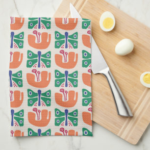 Butterfly Flower Pattern Kitchen Towel