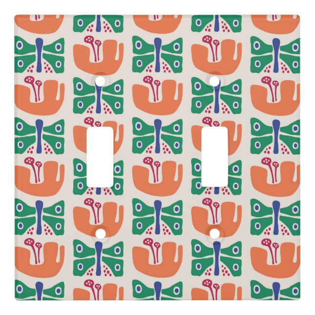 Butterfly Flower Pattern Light Switch Cover (Front)