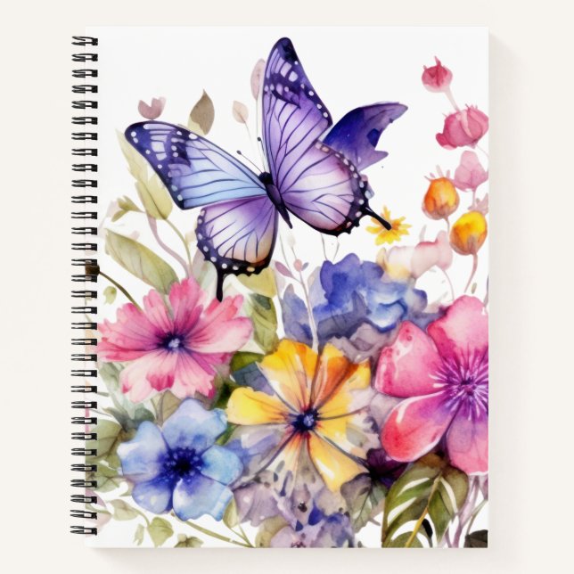Butterfly flower pattern notebook (Front)