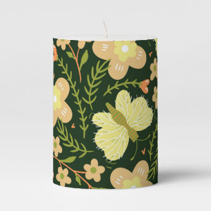 Butterfly Flower Pillar Candle