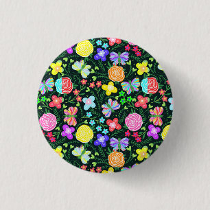Butterfly Flower Rainbow Button