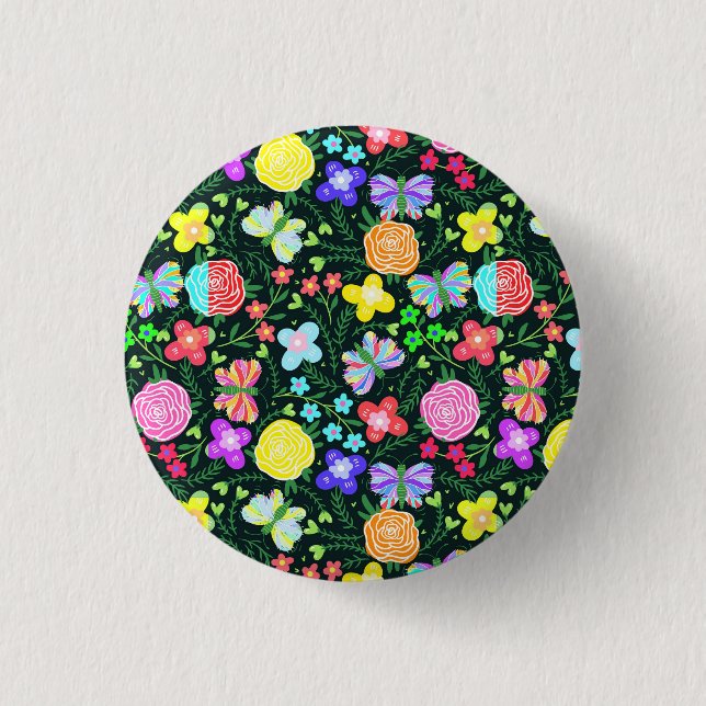 Butterfly Flower Rainbow Button (Front)