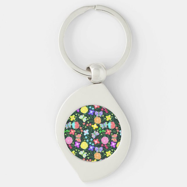 Butterfly Flower Rainbow Keychain (Front)