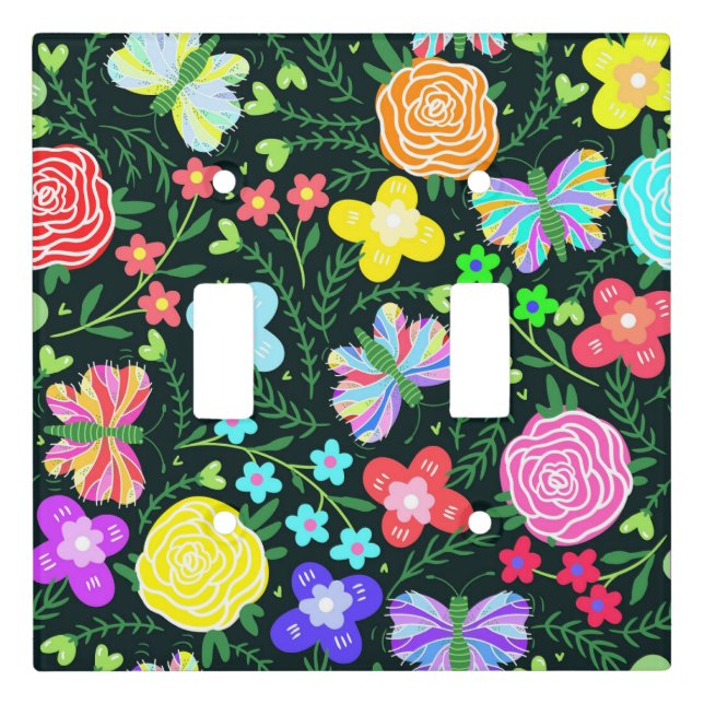 Butterfly Flower Rainbow Light Switch Cover (Front)