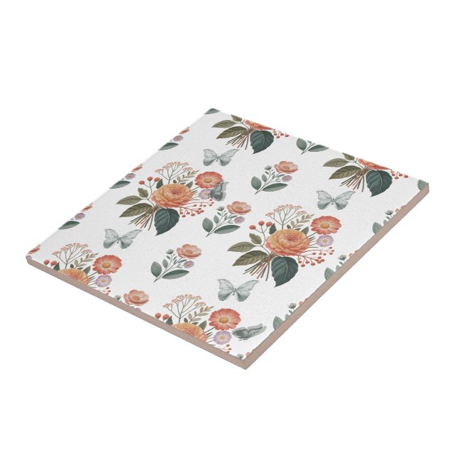 Butterfly Flower spells Ceramic Tile (Side)
