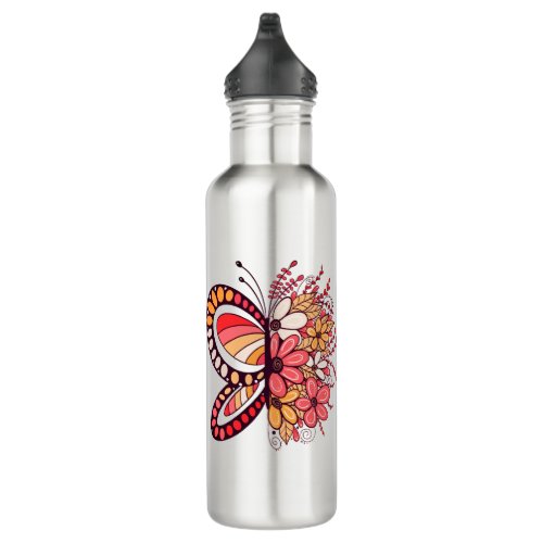 Butterfly Flower Stainless Steel Water Bottle