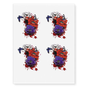 Butterfly Flower Temporary Tattoos 4 in 1 Sheet